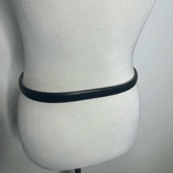 vtg 90s BRIGHTON Classics Black Leather Belt Silver Gold women's L 34 dressy thi - Picture 4 of 8